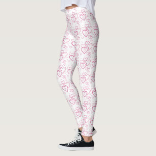 Legging Padrão de Formas de Coração Rosa