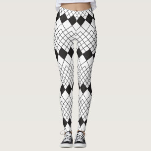 Legging Padrão de formas de diamante preto