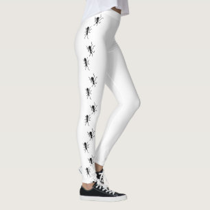 Legging Padrão de formigas pretas em branco