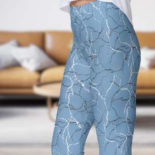 Legging Padrão de Fratura Branca Azul e Preta da Frost