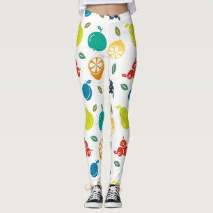 Legging Padrão de fruta, ameixa, laranja, limão, pera, maç