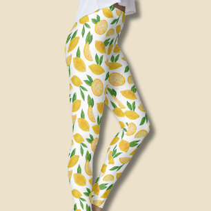 Legging Padrão de Fruta Cítrica Limão