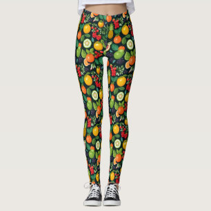 Legging Padrão de Fruta Colorida Divertida
