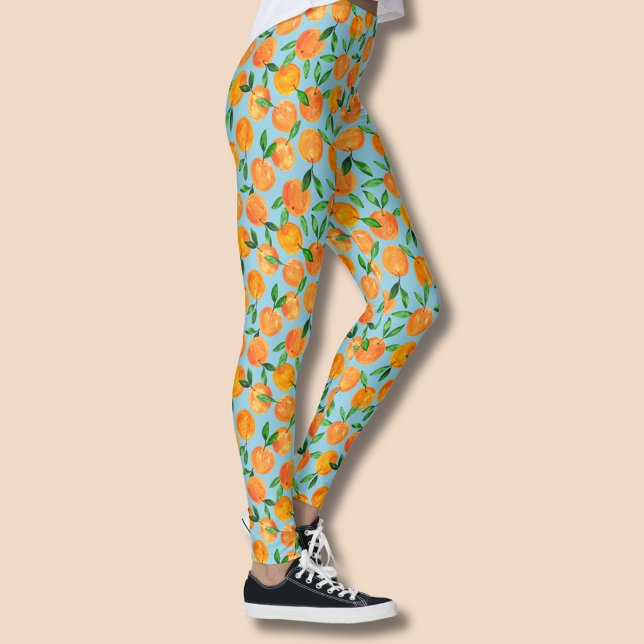Legging Padrão de fruta das laranjas dos citrinos (Oranges citrus fruit patterned summer leggings)