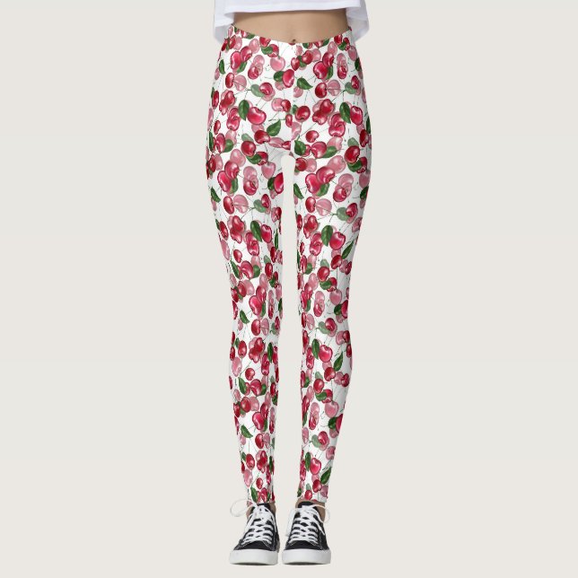 Legging Padrão de Fruta de cereja (Frente)