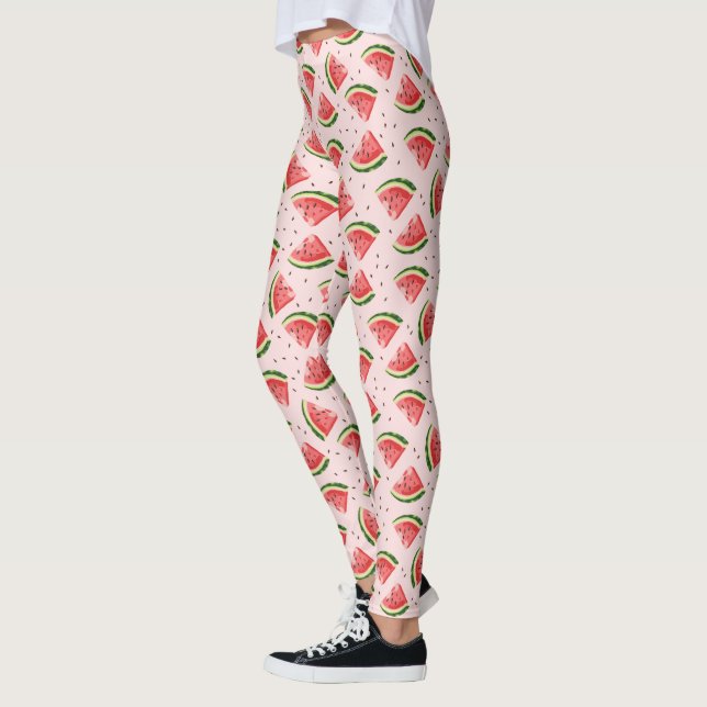 Legging Padrão de Fruta de melancia de aquarela (Esquerda)