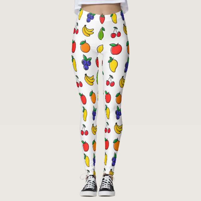 Legging Padrão de Fruta mista colorida (Frente)