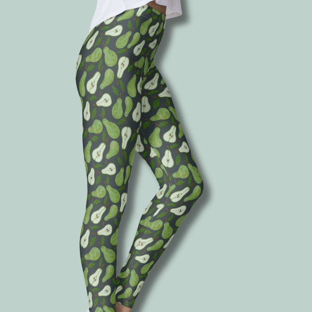 Legging padrão de fruta pera de pomar (Green Pear Orchard Fruit pattern leggings)