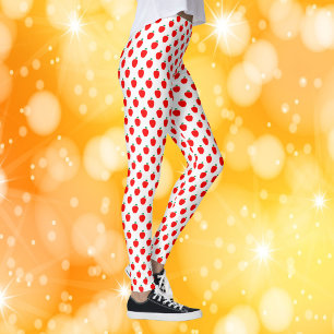Legging Padrão de Fruta Vermelha da Apple