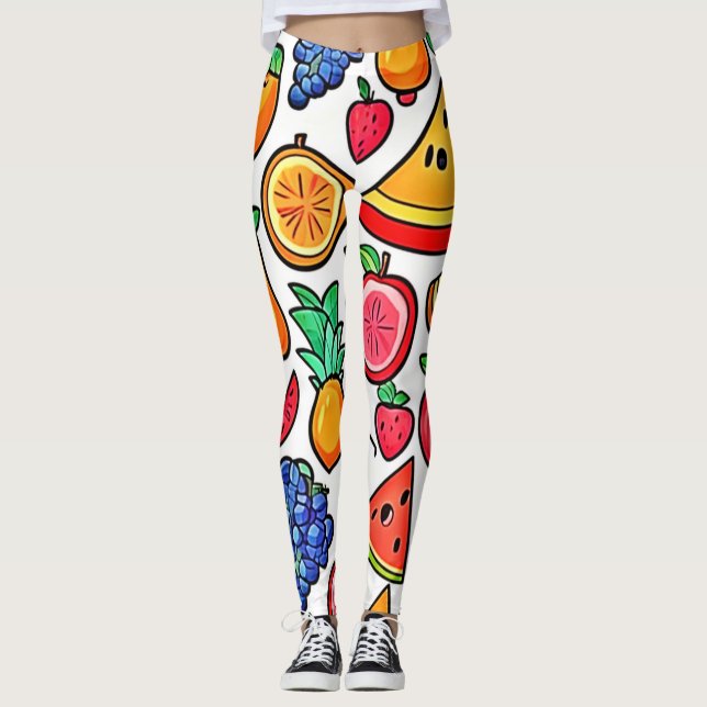 Legging Padrão de Fruta vibrante (Frente)
