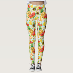 Legging Padrão de Frutas de Verão Fresco