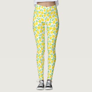 Legging Padrão de Frutas Limões e Folhas