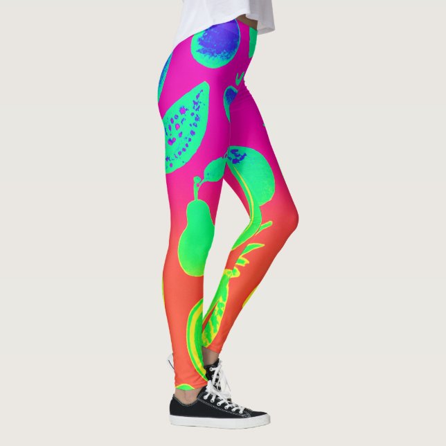 Legging Padrão de Frutas Neon Vibrante (Direita)