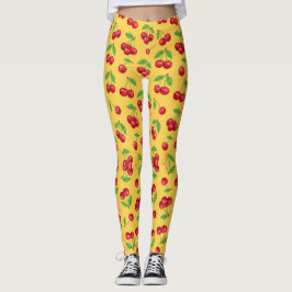 Legging Padrão de Frutas Sem Costura Cereja Doce