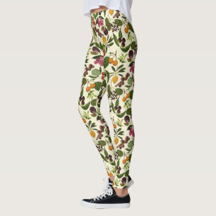 Legging Padrão de Frutas Tropicais, pintado manualmente