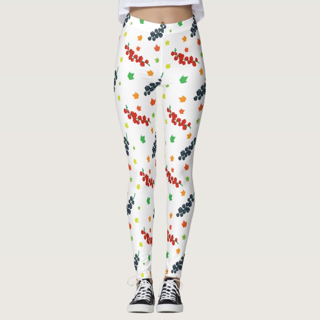 Legging Padrão de Frutas Vermelhas, Mirtilo, Fruta (Frente)