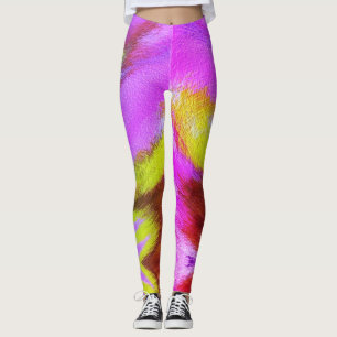 Legging Padrão de Furry Colorido Psicodélico Divertido