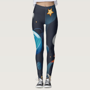 Legging Padrão de Galáxia do Espaço Exterior Planetas Estr