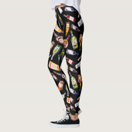 Legging Padrão de Garrafas de Bebidas Alcoólicas
