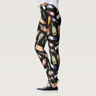 Legging Padrão de Garrafas de Bebidas Alcoólicas