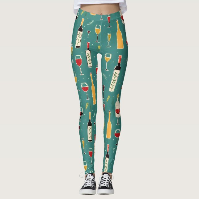 Legging Padrão de Garrafas e Óculos (Frente)