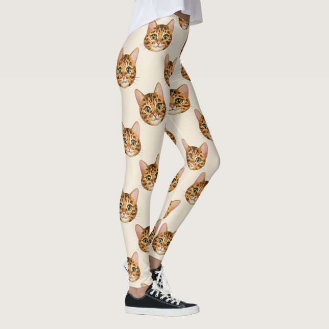 Legging Padrão de Gato Bengal Exótico Fofo (Direita)