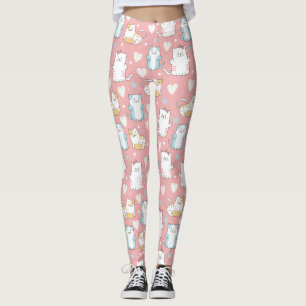 Legging Padrão de Gato Bonito