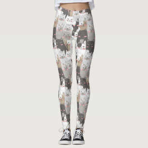 Legging Padrão de Gato Bonito