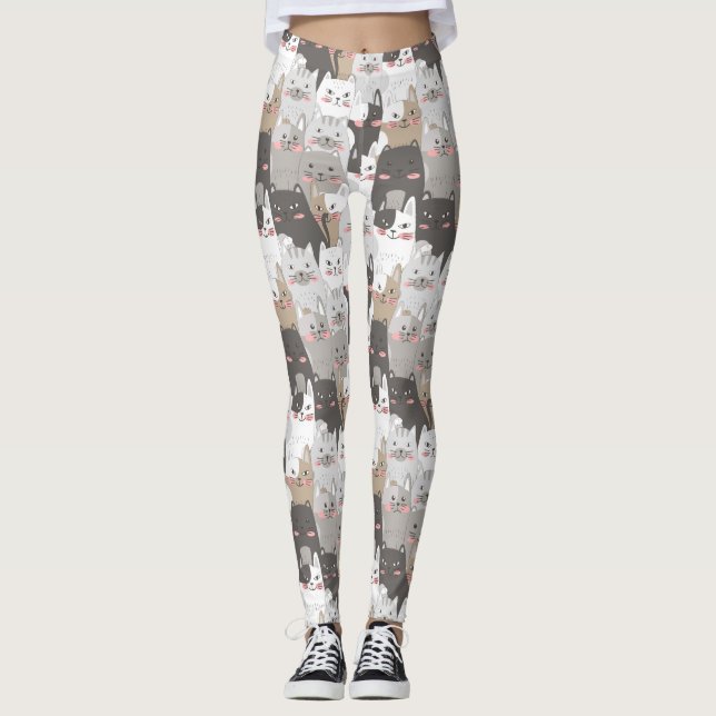 Legging Padrão de Gato Bonito (Frente)