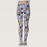 Legging Padrão de Gato Bonito<br><div class="desc">Um padrão fofo de gatinhos num fundo azul. Arte original de Nic Squirrell. Ideal para amantes de os animais.</div>