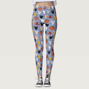 Legging Padrão de Gato Bonito