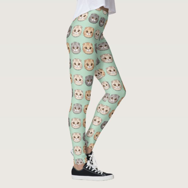 Legging Padrão de Gato Fofo Scottish Fold para Amantes de  (Direita)