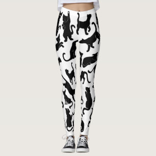 Legging Padrão de Gato Preto
