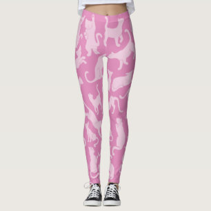 Legging Padrão de Gato Rosa