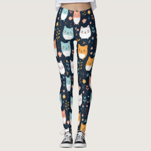 Legging Padrão de Gatos de Pastel