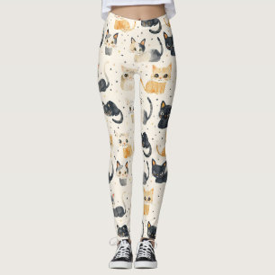 Legging Padrão de gatos esquisitos