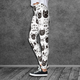 Legging Padrão De Gatos Loucos