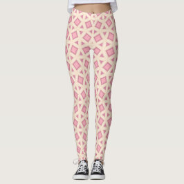 Legging Padrão de Geometria de Treliça Rosa