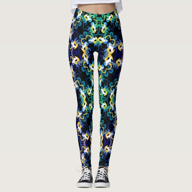 Legging Padrão de German shepherd floral (Frente)