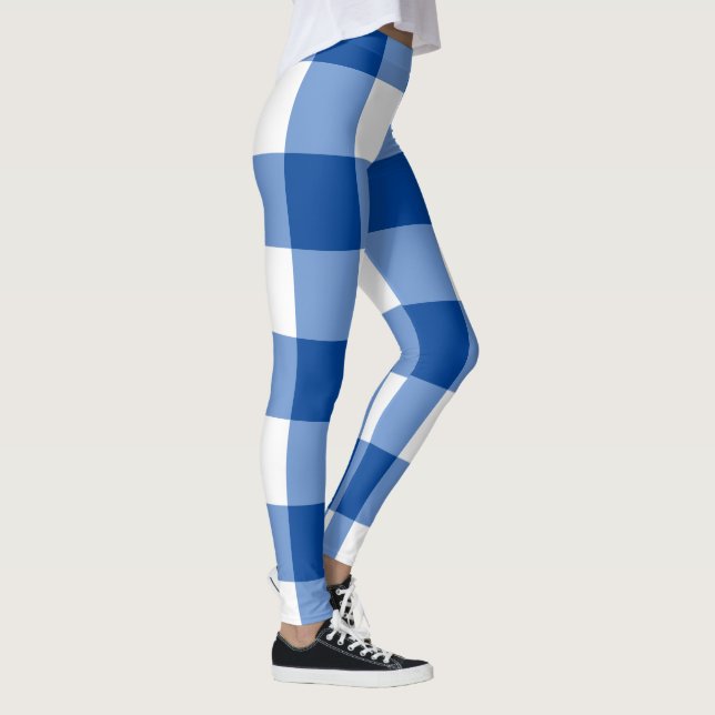 Legging Padrão de gingham azul (Direita)