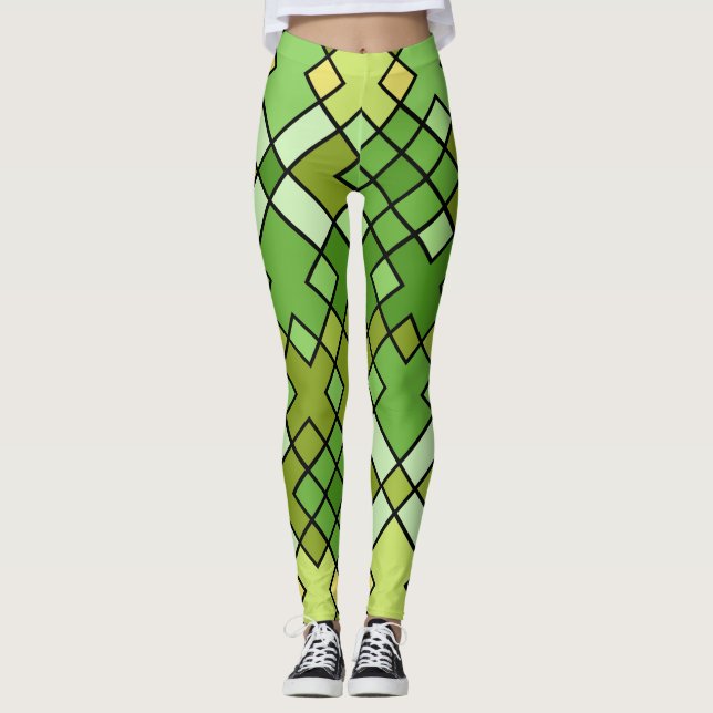Legging padrão de gradação geométrica abstrato moderna (Frente)