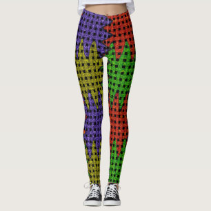 Legging Padrão de Grade de Ondulamento