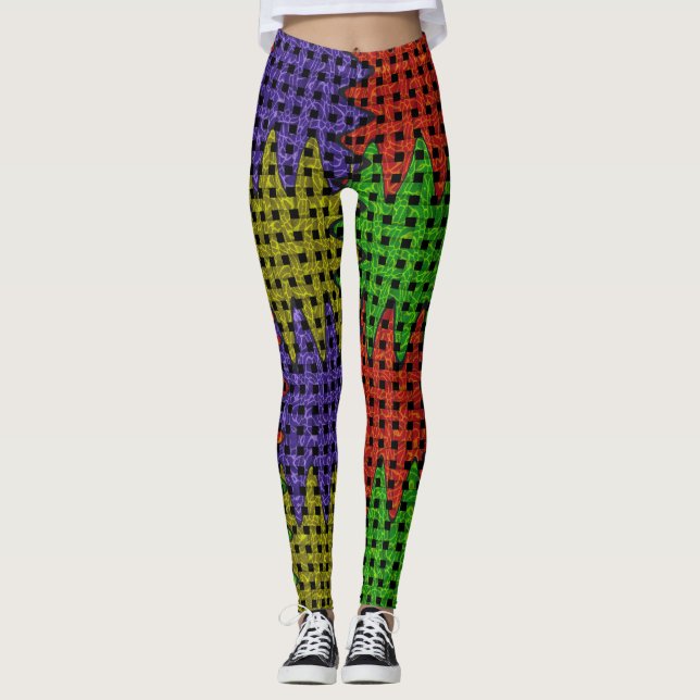 Legging Padrão de Grade de Ondulamento (Frente)