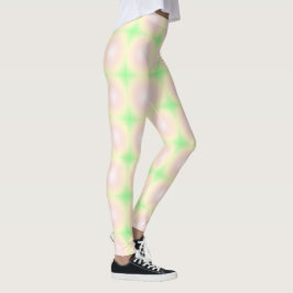 Legging Padrão de Gradiente Óptico 3D Branco Rosa Verde Pá