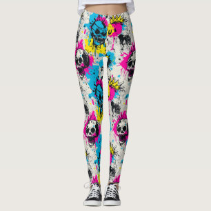 Legging Padrão de grafite com cores neon e gradiente urban