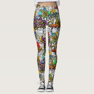 Legging Padrão de Grafite Hip Hop