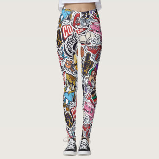 Legging Padrão de Grafite Urbano de Arte Dinâmica Universi