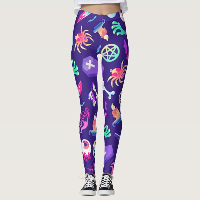 Legging Padrão De Halloween Divertido E Spooky (Frente)