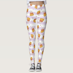 Legging Padrão de Halloween do doce Candy Corn & Stars
