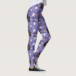 Legging Padrão de Halloween ilustrado com roxo